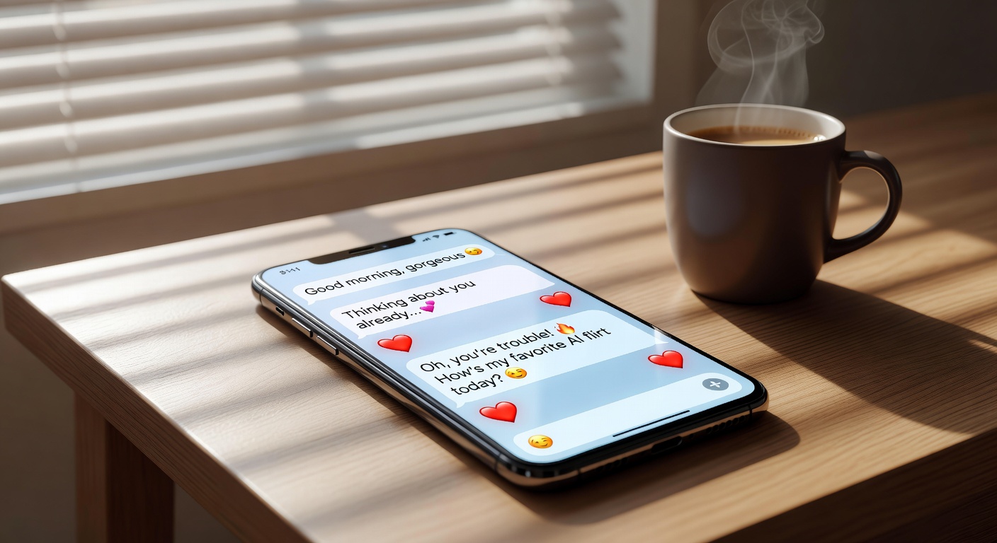 A diverse group of young adults smiling at their smartphones during a vibrant virtual date night, cozy living room with city skyline view through windows at dusk, excited and intimate mood, warm golden hour lighting with soft bokeh effects, 16:9 composition